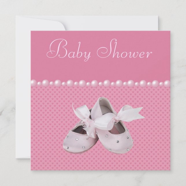 Baby Shower Pink Shoes, Clothes & Jewel Pacifier Invitation (Front)