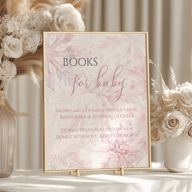 Baby Shower Pink Snowflake Books for Baby Poster (Creator Uploaded)