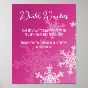 Baby Shower Pink Snowflakes Favours Sign