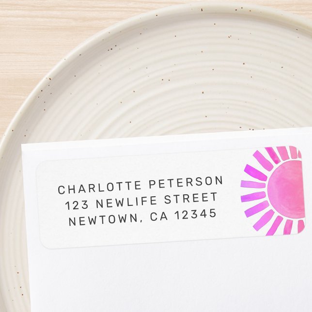 Baby Shower Pink Sun Return Address (Creator Uploaded)