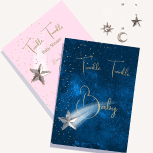 Baby Shower Pink Twinkle Twinkle Stars Invitation