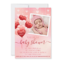 Baby Shower Pink Valentine Hearts Balloons Photo
