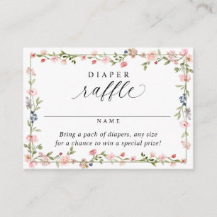 Baby Shower Pink Watercolor Floral Diaper Raffle Enclosure Card