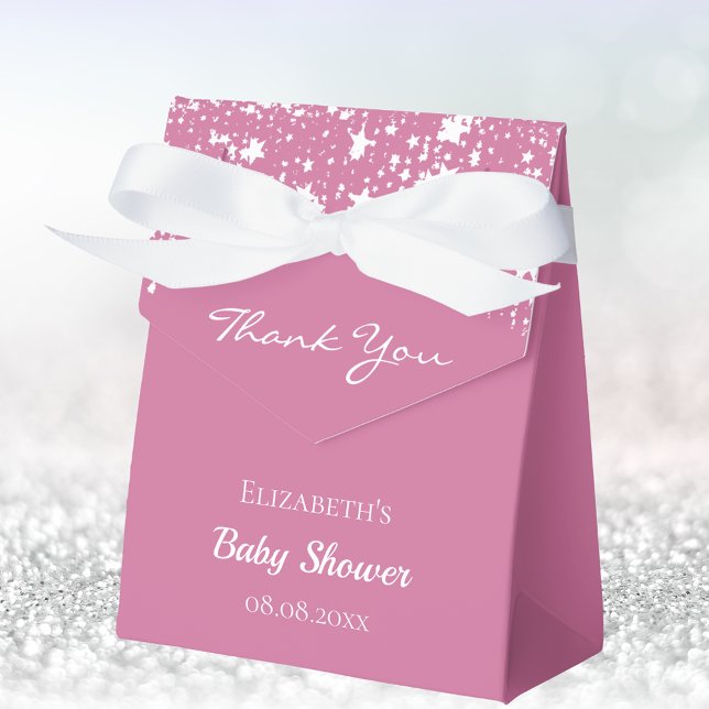 Baby Shower pink white stars girl thank you Favour Box (Creator Uploaded)