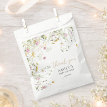 Baby Shower Pink & Yellow Wildflowers Favour Bags