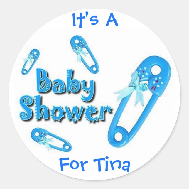 Baby Shower Pins Classic Round Sticker (Front)