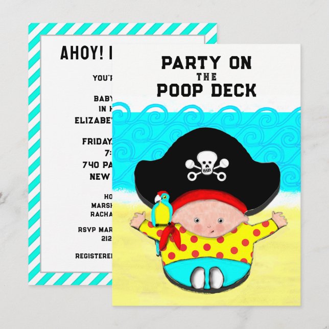 Baby Shower Pirate Theme Invitation (Front/Back)