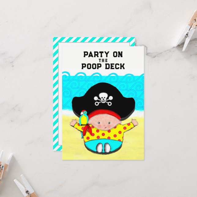 Baby Shower Pirate Theme Invitation (Front/Back In Situ)