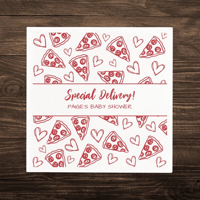 Baby Shower Pizza Party Italian Special Delivery Napkin (Creator Uploaded)