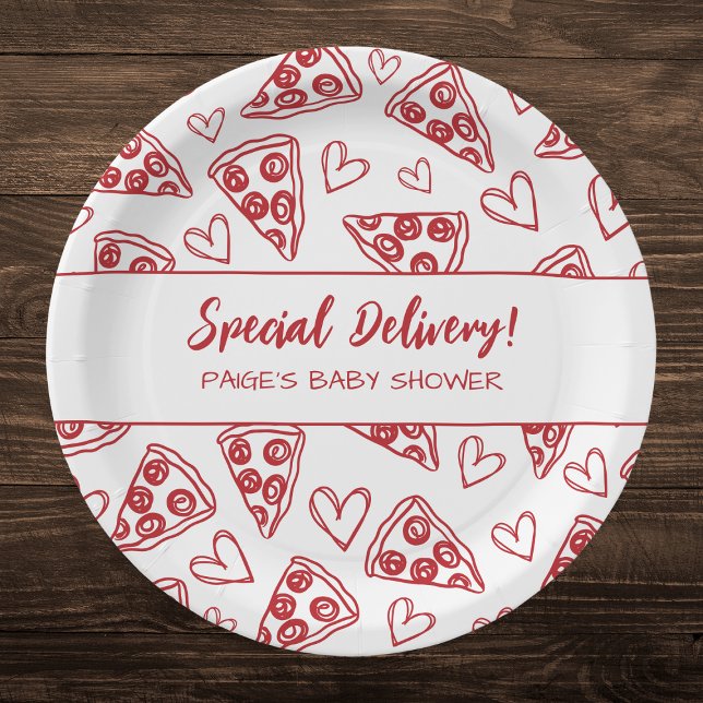 Baby Shower Pizza Party Italian Special Delivery Paper Plate (Creator Uploaded)
