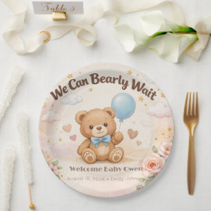 Baby Shower Plates Bear Balloon Theme