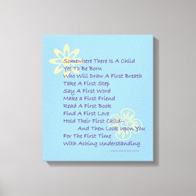 Baby Shower Poem Wrapped Canvas Print (Blue) (Front)