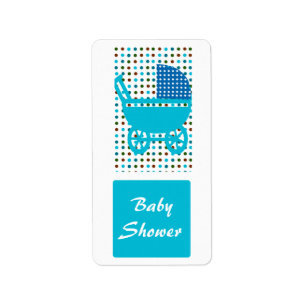 Baby Shower Polkadot Baby Carriage Label