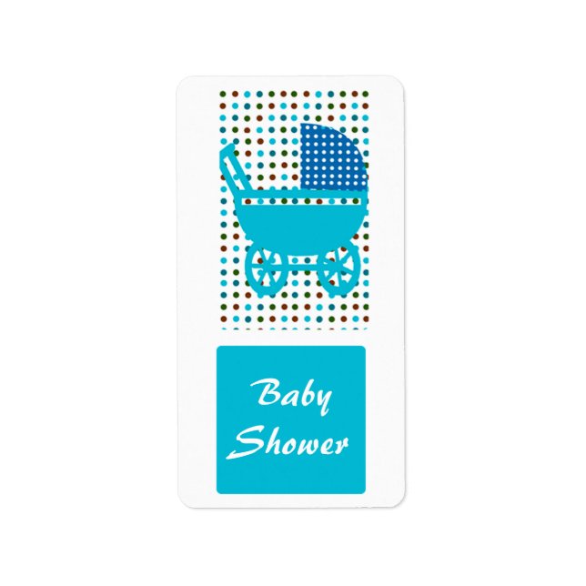 Baby Shower Polkadot Baby Carriage Label (Front)