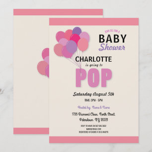 Baby Shower POP Balloon Pink Girl Sprinkle Fun s Invitation