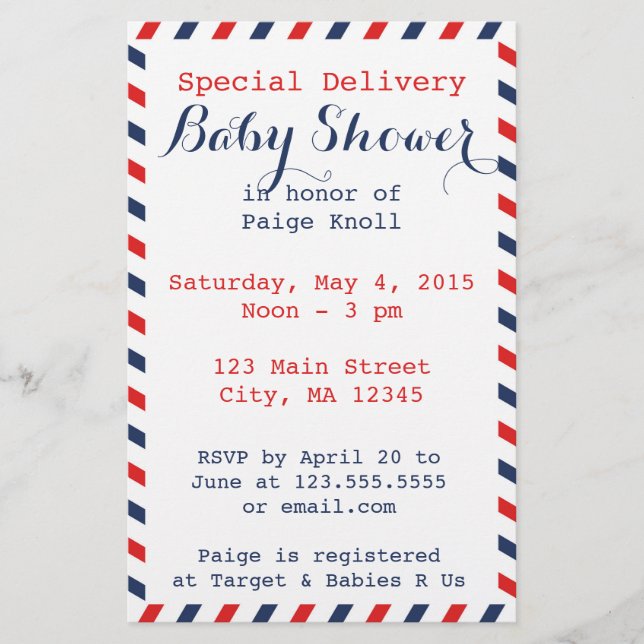 Baby Shower Postal Service Stationery (Front)