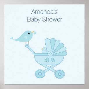 Baby Shower Poster with Blue Birds