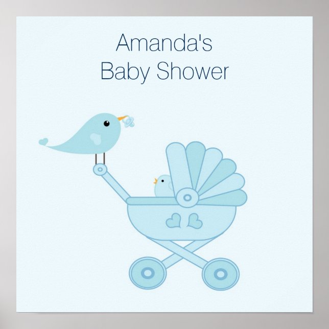 Baby Shower Poster with Blue Birds (Front)