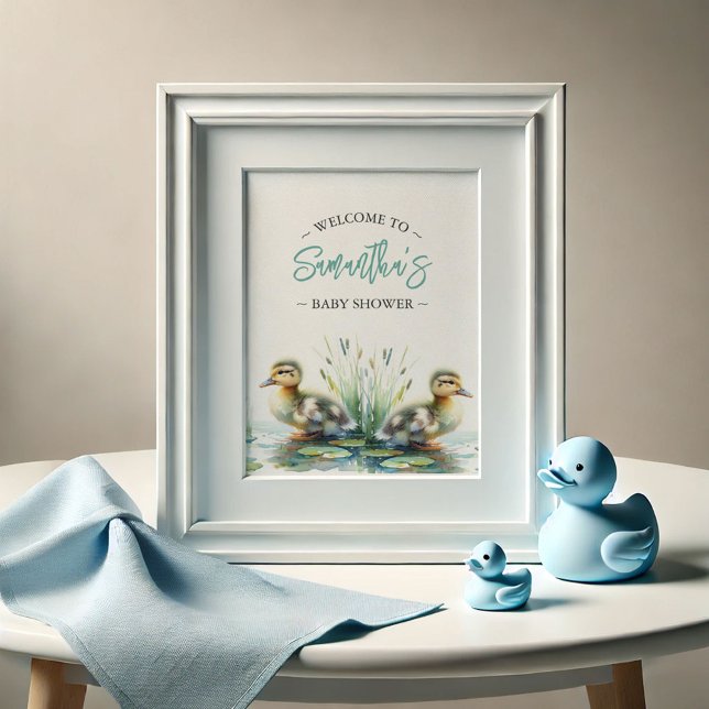 Baby Shower Posters Duck Welcome Sign Blue (Baby shower posters boy duck theme by Do Tell A Belle)