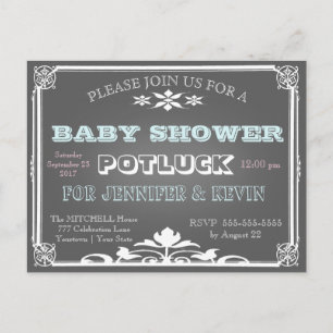 Baby Shower POTLUCK Chalkboard Invitation Postcard