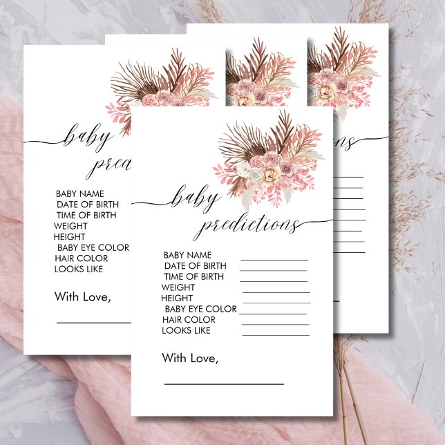 Baby Shower Prediction Boho Dusty Rose Floral (Creator Uploaded)