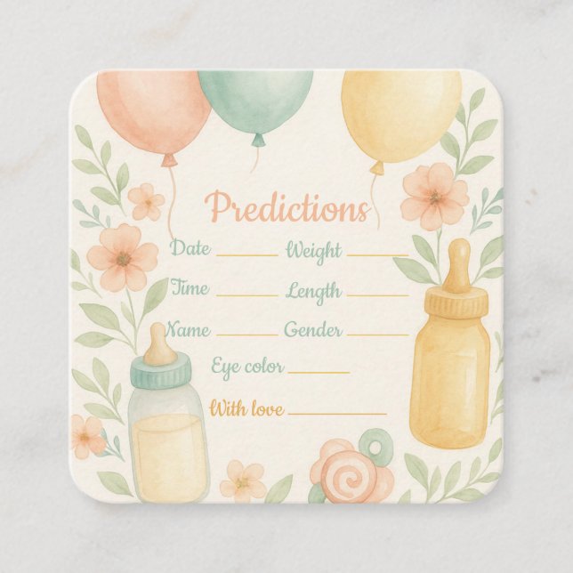 Baby Shower Prediction Card – Fun Guest Activity (Front)