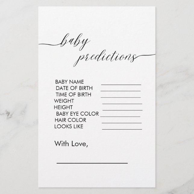 Baby Shower Prediction Modern Minimalist Simple (Front)