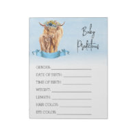Baby Shower Predictions Game Highland cow Blue 