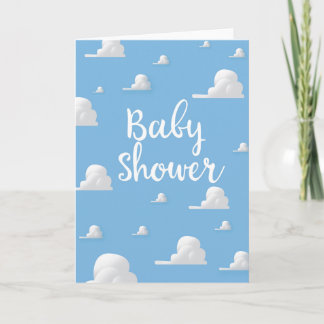 Baby Shower Puffy White Clouds Holiday Card