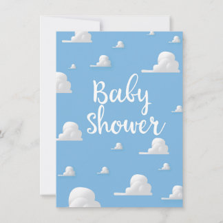 Baby Shower Puffy White Clouds Invitation