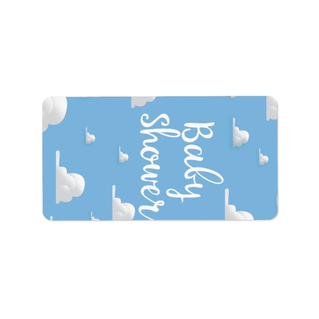 Baby Shower Puffy White Clouds Label (Front)