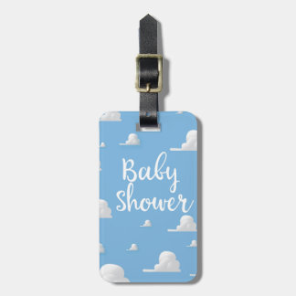 Baby Shower Puffy White Clouds Luggage Tag