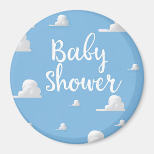 Baby Shower Puffy White Clouds Magnet