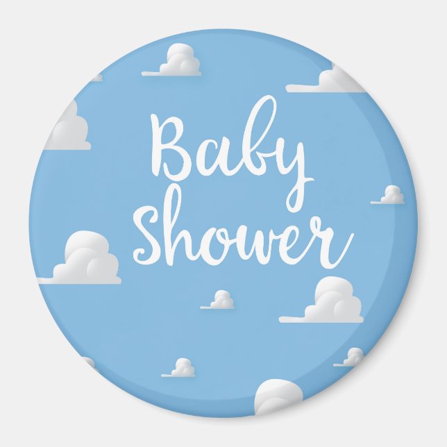 Baby Shower Puffy White Clouds Magnet (Front)