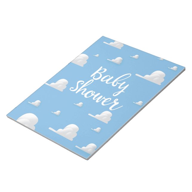 Baby Shower Puffy White Clouds Notepad (Angled)