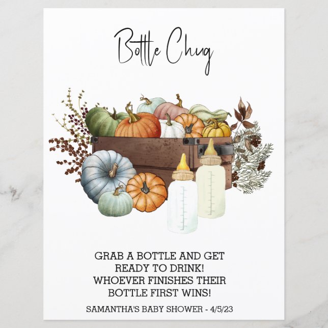 Baby Shower Pumpkin Autumn Bottle Drink Off Game  (Front)