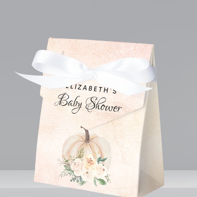 Baby shower pumpkin fall cream rose gold favour box (Creator Uploaded)