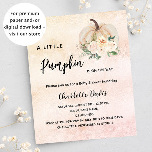 Baby Shower pumpkin flower cream budget invitation Flyer
