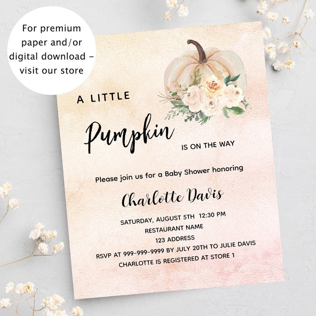 Baby Shower pumpkin flower cream invitation (Creator Uploaded)