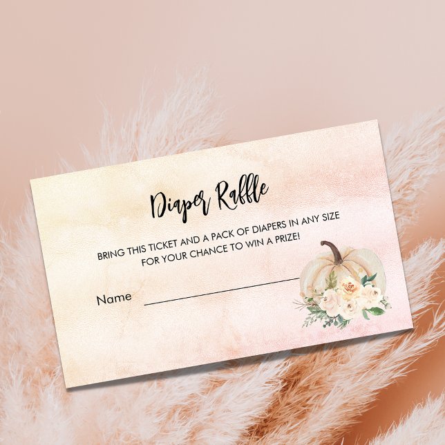 Baby shower pumpkin girl diaper raffle ticket enclosure card (Creator Uploaded)