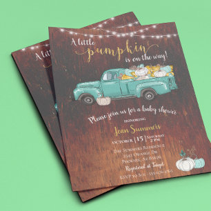 Baby Shower Pumpkin Truck Rustic Barn Wood Autumn  Flyer