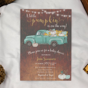 Baby Shower Pumpkin Truck Rustic Barn Wood Autumn Invitation