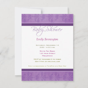 Baby Shower Purple Damask Invitation