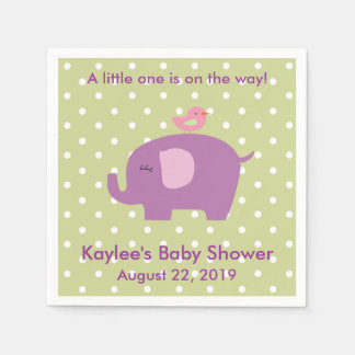 Baby Shower Purple Elephant Polka Dot Napkins