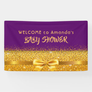 Baby Shower purple gold welcome monogram name Banner
