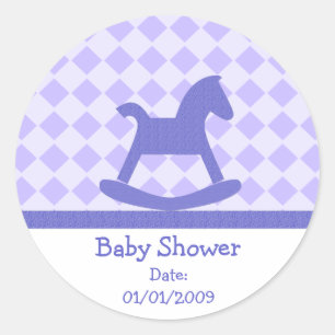 Baby Shower Purple Rocking Horse Stickers