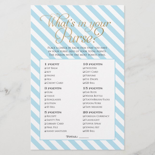 Baby Shower Purse Game Flyer (Front)