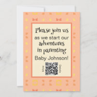 Baby Shower QR Code Peach Yellow Geometric 