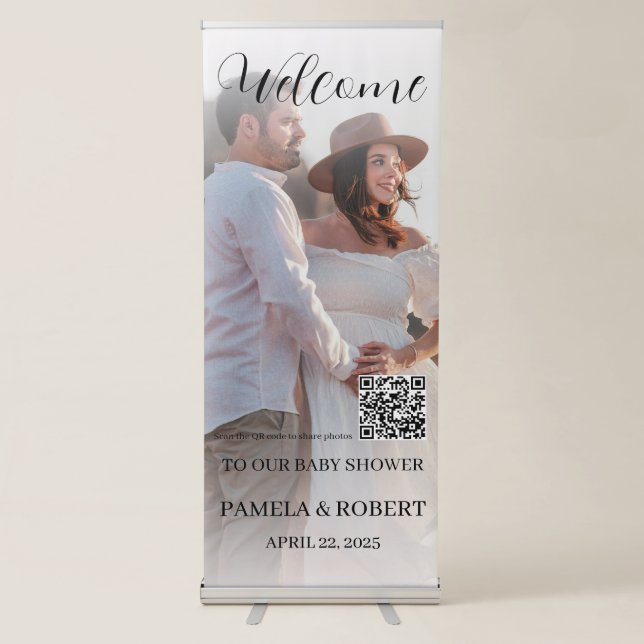 Baby Shower QR code Photo Welcome  Retractable Banner (Front)