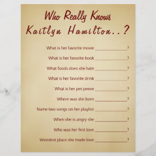 Baby Shower Quiz Game Vintage Parchment